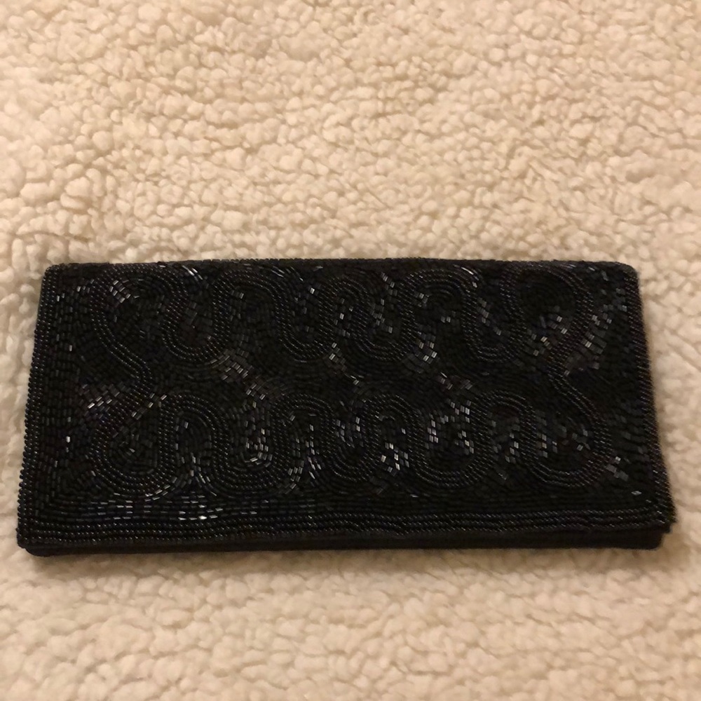 Magid Vintage Black Beaded Clutch